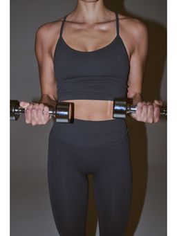 H&M MOVE - Women Grey Seamless Sports top with DryMove