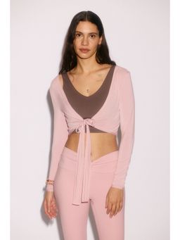 H&M - Women Pink Cropped long-sleeved yoga top