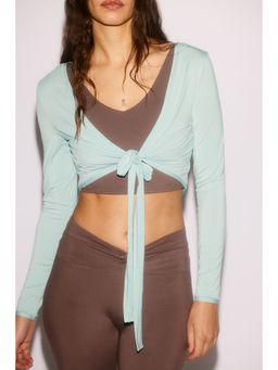 H&M - Women Turquoise Cropped long-sleeved yoga top
