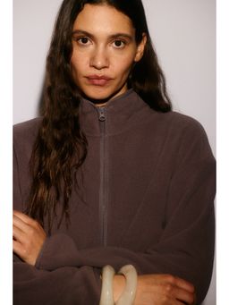 H&M - Women Purple Regular Fit Fleece sports jacket