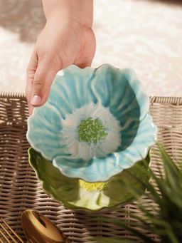 Pure Home + Living - Blue Ombre Floral Shaped Ceramic Bowl