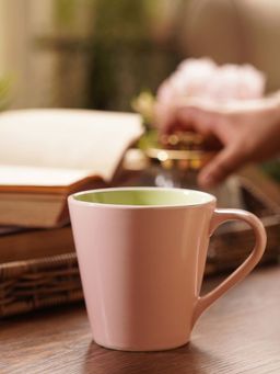 Pure Home + Living - Pink & Green Ceramic Coffee Mugs (Pack of 2)