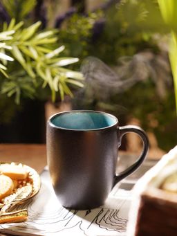 Pure Home + Living - Black & Blue Ceramic Coffee Mugs (Pack of 2)