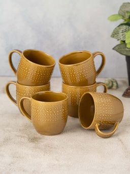 CLAY CRAFT - Fine Ceramic Apex Brown Coffee Mug Cups For Tea & Coffee, Mug Set (Pack of 6)