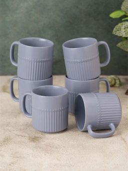 CLAY CRAFT - Fine Ceramic Crimson Blue Coffee Mug Cups For Tea & Coffee (Pack of 6)