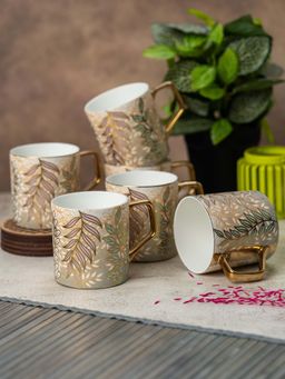 CLAY CRAFT - Fine Ceramic Director Coffee Mug 215 ml Each, Mugs For Coffee (Pack of 6)