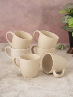 CLAY CRAFT - Fine Ceramic Horizon Ivory Coffee Mug Cups For Tea & Coffee, Mug Set (Pack of 6)