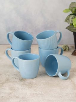 CLAY CRAFT - Fine Ceramic Horizon Blue Coffee Mug Cups For Tea & Coffee, Mug Set (Pack of 6)