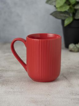 CLAY CRAFT - Fine Ceramic Linea Microwave Safe Coffee & Milk Mug, 360ml Red