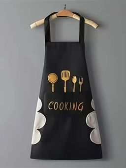 DecorTwist - Black Printed Waterproof Apron