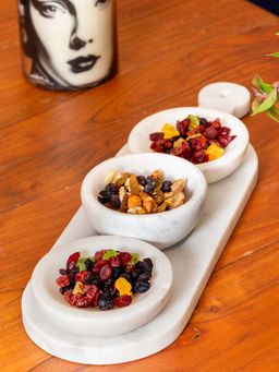 Home Couture Collective - Grefe - Ivory Marble Trio Bowl Set On Platter