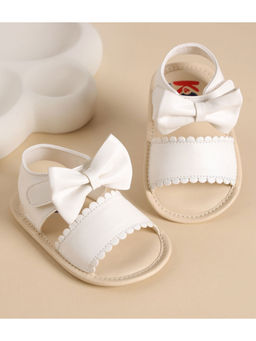 Kicks and Crawl - White Snow Bow Sandals
