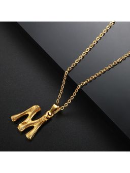 Yellow Chimes - Gold -toned Stainless Steel Initial Alphabet Letter M Pendant With Chain