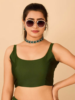 FLAHER - Mehendi Satin Readymade Blouse