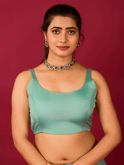 FLAHER - Green Satin Readymade Blouse