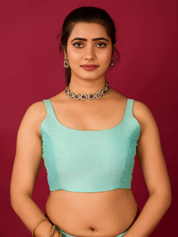 FLAHER - Turquoise Satin Readymade Blouse