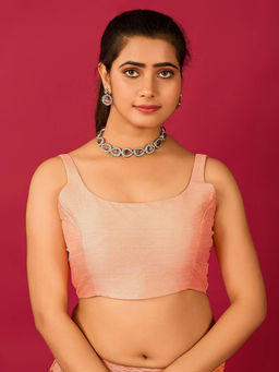 FLAHER - Peach Satin Readymade Blouse