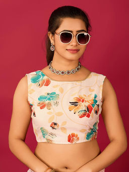 FLAHER - Cream Satin Readymade Blouse