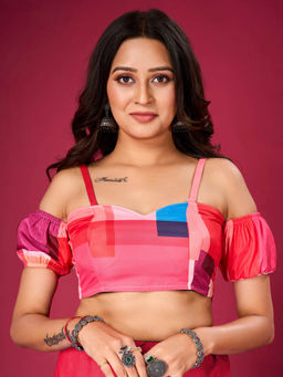 FLAHER - Pink Printed Stitched Readymade Blouse