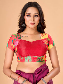 FLAHER - Red Plain Stitched Readymade Blouse