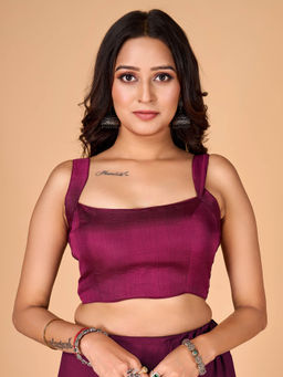 FLAHER - Wine Plain Stitched Readymade Blouse