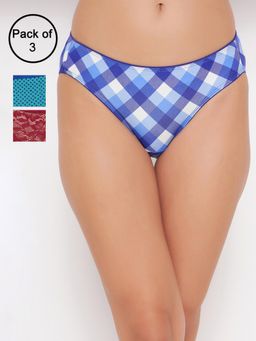 Clovia - Polyamide Low Waist Outer Elastic Bikini Panty (Pack of 3)