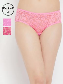 Clovia - Polyamide Medium Waist Outer Elastic Hipster Panty (Pack of 3)