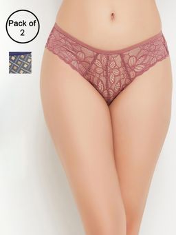 Clovia - Polyamide Low Waist Outer Elastic Bikini Panty (Pack of 2)