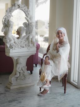 SEW - White Kurta with Palazzo and Dupatta (Set of 3)