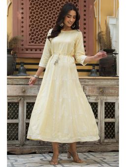 Juniper - Yellow Ethnic Motif Printed Liva Rayon Maxi Dress (Set of 2)