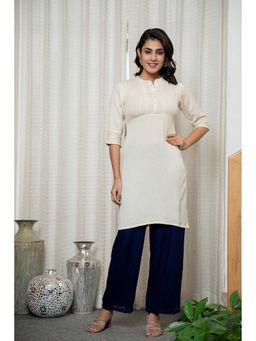 Juniper - Rayon Knee-Length Straight Fit Kurta with Mandarin Collar