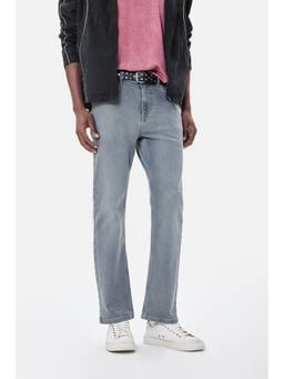 Snitch - Grey Washed Straight Casual Jeans for Men