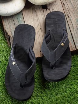 SOLETHREADS - Wave Black Solid Men Flipflops