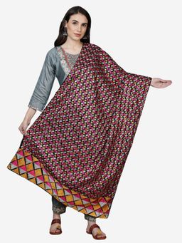 Moda Chales - Green Base and Multicolour Phulkari Velvet Shawl