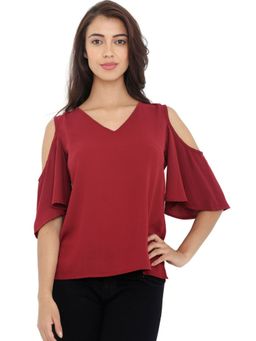 Twenty Dresses by Nykaa Fashion - Red Flounce A Little Flare Top