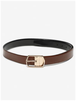 Teakwood - Men Brown & Black Textured Genuine Leather Reversible Belt
