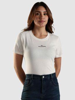 Tommy Hilfiger - White Solid Regular Fit Cotton T-Shirt
