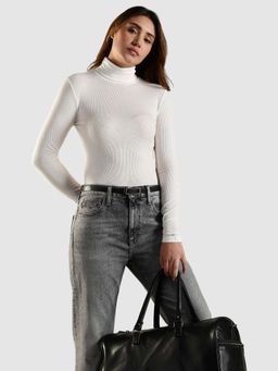 Tommy Hilfiger - White Solid Slim Fit Lyocell Top