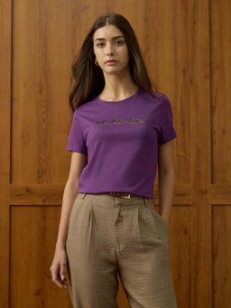 U.S. POLO ASSN. - Purple Round Neck Regular Fit T-Shirt