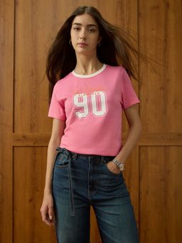 U.S. POLO ASSN. - Pink Round Neck Regular Fit Printed T-Shirt