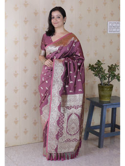 KALAASHREE - Purple Premium Banarasi Soft Silk Saree With Unstitched Blouse