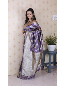 KALAASHREE - Lavender Premium Banarasi Soft Silk Zari Minakari Saree With Unstitched Blouse
