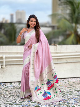 KALAASHREE - Purple Paithani Saree With Unstitched Blouse
