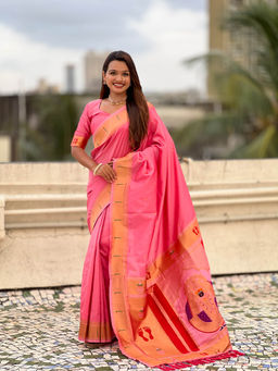 KALAASHREE - Pink Soft Silk Saree With Unstitched Blouse