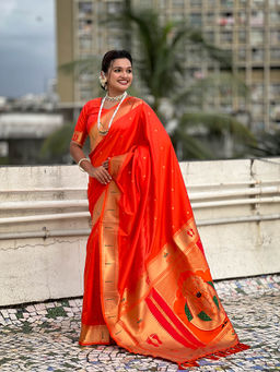 KALAASHREE - Dark Red Soft Silk Saree With Unstitched Blouse