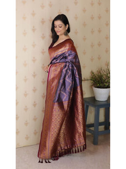 KALAASHREE - Lavender Premium Banarasi Soft Silk Saree With Unstitched Blouse