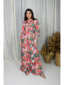 Label Shaurya Sanadhya - Green Printed Water Sequin Co-Ord