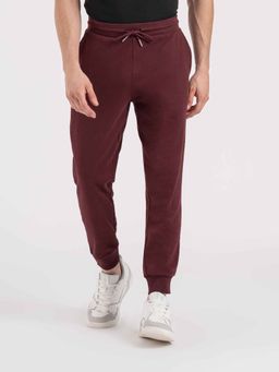 Red Tape - Mens Maroon Melange Solid Cotton Polyester Spandex Joggers