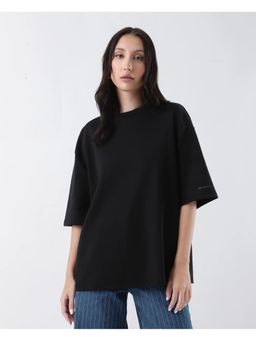 RAREISM - Afsko-T Black Plain Oversized Fit T-shirt