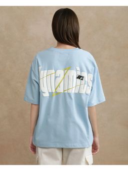 RAREISM - Liche Light Blue Graphic Print Oversized T-shirt